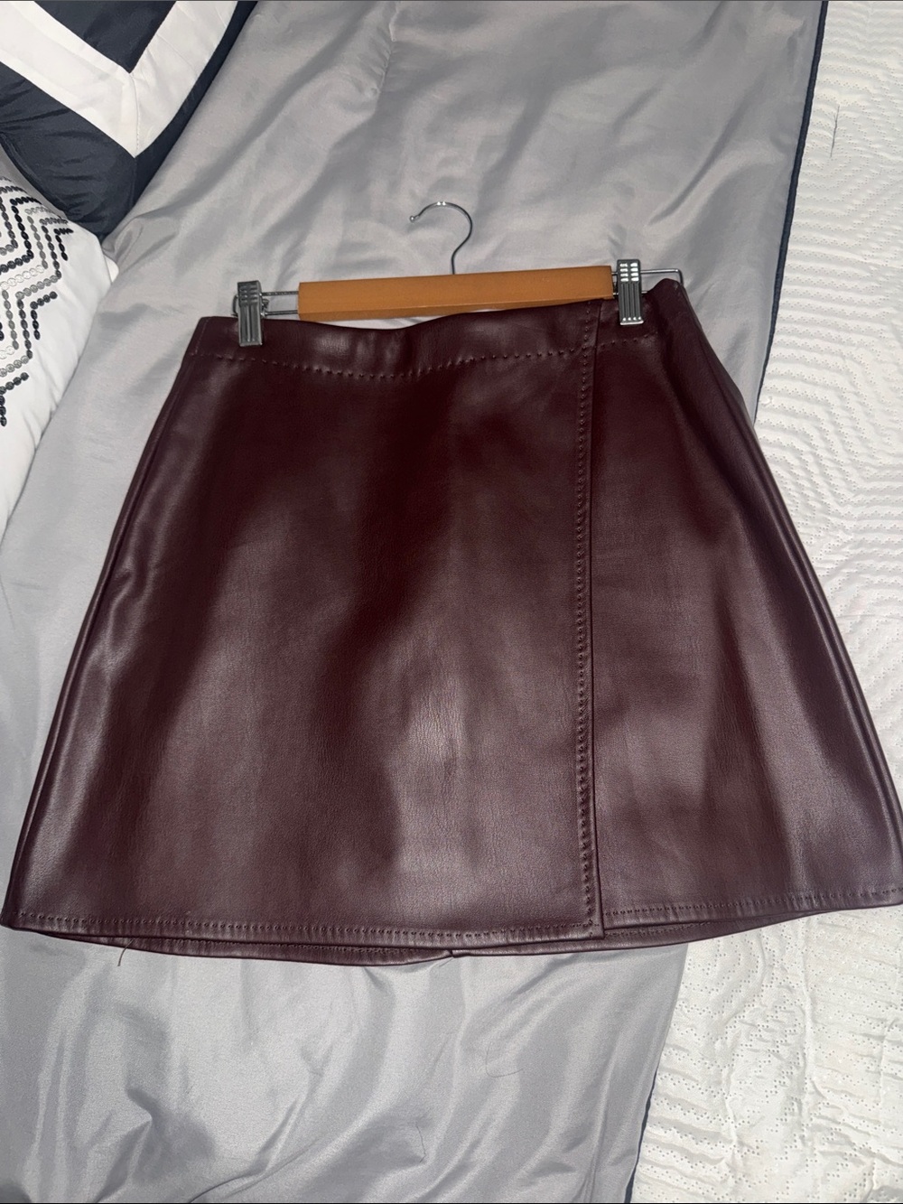 Max Studio Faux Leather Mini Skirt in Wine